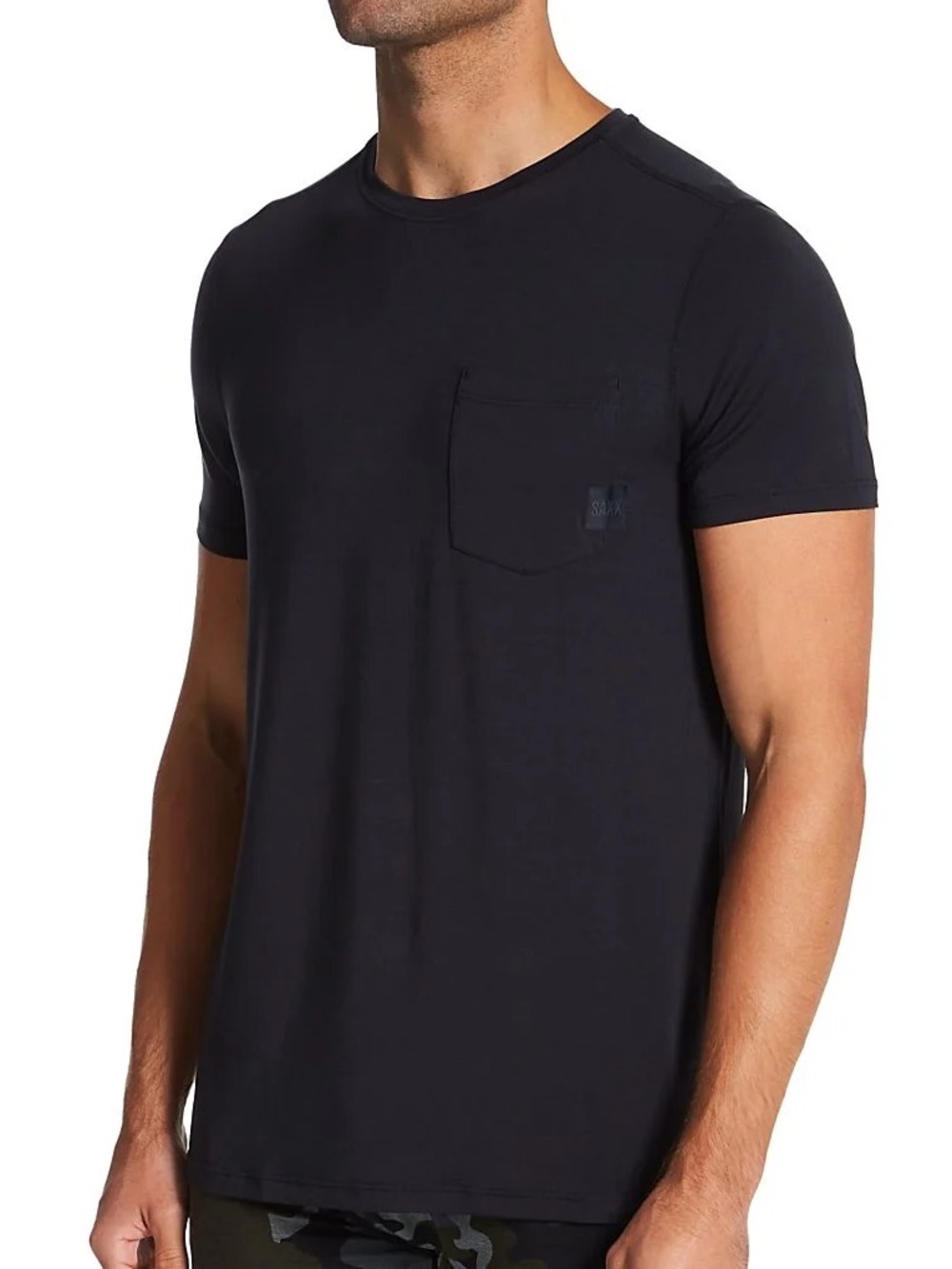 Saxx Men's Sleepwalker T Shirt, Long Sleeve, Crew Neck, Modal, Pocket - Black